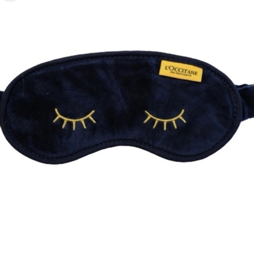 L'OCCITANE soft Dark Blue Sleep Mask with Yellow Accents